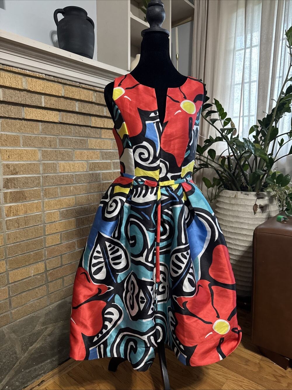 Garcia Women’s Dress Small Fit And Flare Floral Tropical Artsy Gallery Dopamine